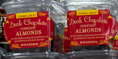 2x Trader Joe’s Chocolate Covered Crunchy Almonds Delicious Rich Dark Chocolate - Image 1 of 4