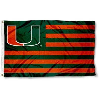 MIAMI HURRICANES 3'X5' FLAG BANNER ***100% FULL COLOR ON BOTH SIDES OF FLAG***