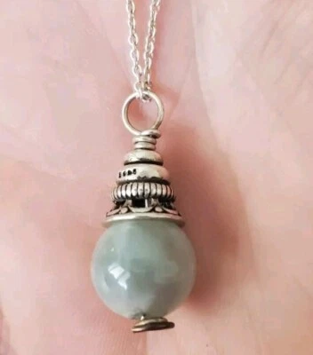 Colgante gota de piedra lunar de plata de ley 925 con collar de cadena de 18" Foto 1 de 4