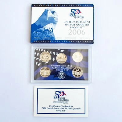 2006 S US 50 State Quarters Uncirculated Proof Mint Set - 5 Proof Coins OGP COA - Image 1 of 4