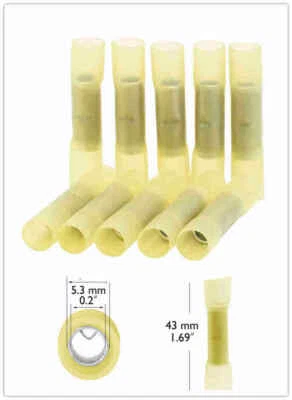 50-5x Waterproof  Wire Butt Crimp Connector Heat Shrink Yellow 8AWG Terminals - Image 1 of 4