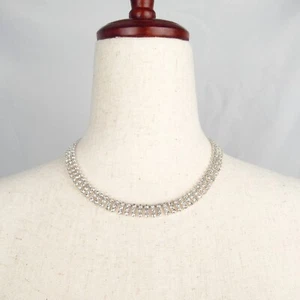 NWOT ✨ J. Crew Sparkle Collar Necklace Silver Plated w/ Cubic Zirconia Crystal - Picture 1 of 4