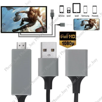 1080P HDMI Mirroring Cable Phone to TV HDTV Adapter Cord for iPhone iPad Android - Image 1 of 4