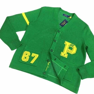 Cárdigan Universitario Polo Ralph Lauren Hombres "P" Parche Manga Rayas Algodón L - Imagen 1 de 9