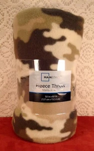 BRAND NEW Green Camouflage MAINSTAYS Fleece Throw 50" x 60" - Picture 1 of 2