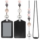1X(Retractable Lanyards for ID Badges and Keychain with PU Leather Holder Teache