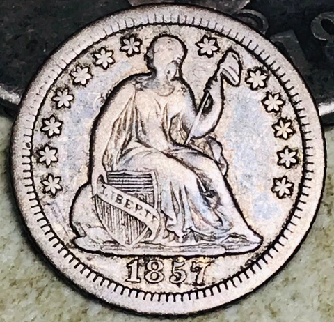 1857 O Seated Liberty Half Dime 5C Ungraded Choice 90% Silver US Coin CC17990 Cover