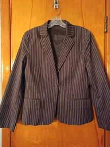 Theory braun gestreift Ein Knopf Baumwollmischung Langarm Jacke Blazer Gr 12 - Bild 1 von 11