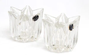 Par de candelabros de cristal de plomo cristal de tulipán d'Adriana Yugoslavia - Imagen 1 de 3