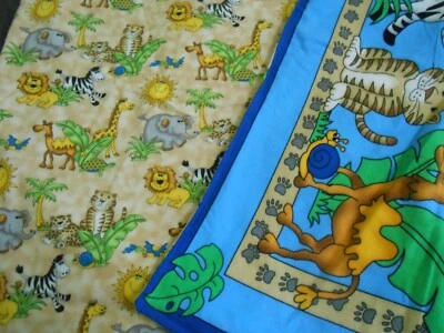 JUNGLE ANIMALS COLORFUL CHILD'S COVERLET THROW WALL HANGING - Image 1 of 4