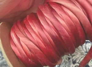 tubing hand dyed silk satin 1/4" piping on the bias 1yd made in USA pomegranate - Picture 1 of 3
