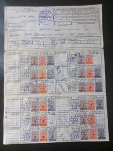 #789 Greece document w/ many Social Security IKA revenue stamps 1965-1971 - Picture 1 of 6