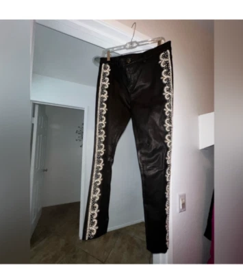 #Haute Hippie, #DISEÑADOR, Pantalones de cuero negros 100 % piel de cordero talla 8 Foto 1 de 4