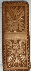 Meeker Men's Wallet Bifold Natural Leather Top Grain Hand Tooled 4-½" x 3-¼" - Picture 1 of 6