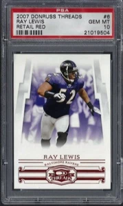 2007 Donruss Threads #6 Ray Lewis Retail Red Ravens PSA 10 GEM MINT 21019504 - Bild 1 von 2