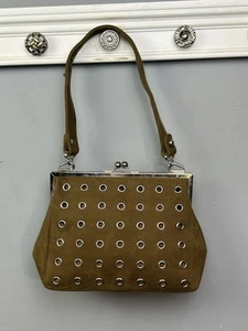 Banana Republic Shoulder Purse Bag Preppy Green Retro Eyelet Clasp Y2K Vintage - Picture 1 of 11