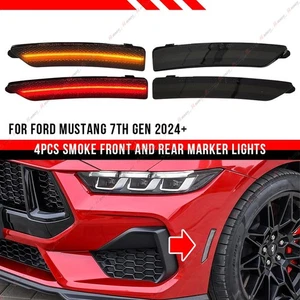 Per Ford Mustang 2024+ Nero Frecce Laterali Luce di segnalazione Laterale Arancione Rosso - Foto 1 di 8