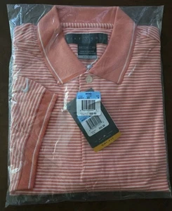 Nike 2002 Dri-Fit Stripped Peach Medium Polo NEW - Picture 1 of 3
