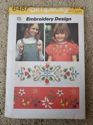 Vintage Simplicity 6487 Embroidery Design Pattern OS Nordic Peasant 1970's - Image 1 of 3