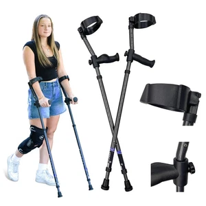 in-Motion Federunterstützung Unterarmkrücken hohe ergonomische Griffe 350lb anthrazit - Bild 1 von 3