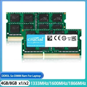 Crucial 4GB 8GB 16GB DDR3L 1333 1600 1866 MHz 204Pin 1.35V SO-DIMM Laptop Memory - Picture 1 of 22