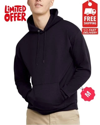 Sudadera con capucha suéter de peso medio para hombre Hanes EcoSmart, negra talla M Foto 1 de 4