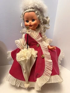 Vintage FURGA Fashion Doll from Italy Platinum Blonde Hair Feather Hat Parasol - Picture 1 of 15