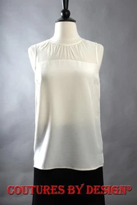 Camiseta sin mangas St John Knits Silk Illusion, Shell Cream talla pequeña nueva con etiquetas precio de venta sugerido por el fabricante $395 - Imagen 1 de 2