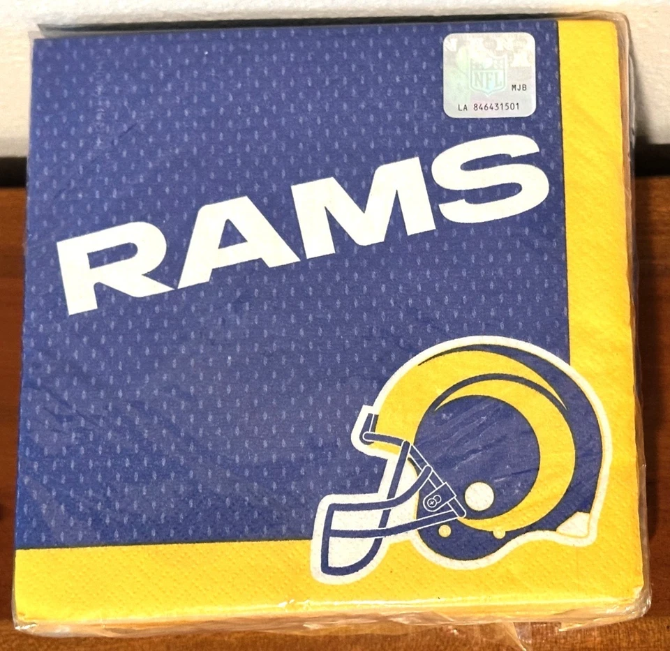NFL Los Angeles Rams Luncheon Napkins 36 Count 2 Ply Amscan Football Yellow Blue