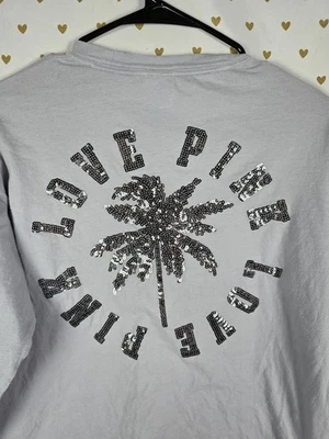 Victorias Secret PINK LOVE Palm Tree BLING Campus Sequined Tee  XS - Image 1 of 4