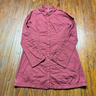 Vestido Free People Mujer Talla S Rojo Óxido Thea Mini Camisa Manga Acampanada Frente a Presión Foto 1 de 4