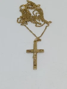 Vintage Gold Filled GF Cross Pendant Chain Necklace 21" - Picture 1 of 5