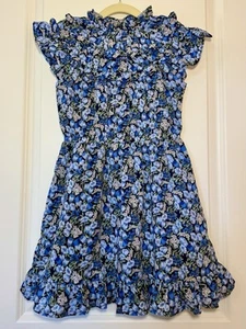 Janie & Jack Dress Girls Size 7 Navy Blue Floral Summer Fall Classic Dress EUC - Picture 1 of 7