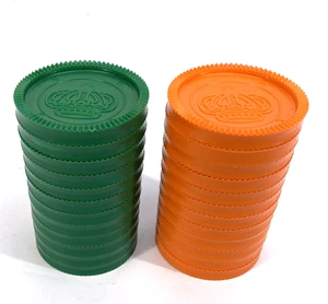 12 grüne & 12 orange große Jumbo 3" Teppich Dame Kunststoff Spiel Ersatz Stücke - Bild 1 von 5