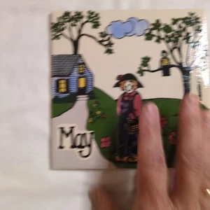 May Tile 6X6" SIGNED M VOGEKANG '91 Ceramic Pottery Wall Hanging Garden  - Picture 1 of 4