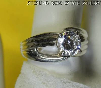 DIAMONDONIQUE 6 мм rd серебро 0,925 недвижимости солитер обручальное кольцо размер 7 - Изображение 1 из 4