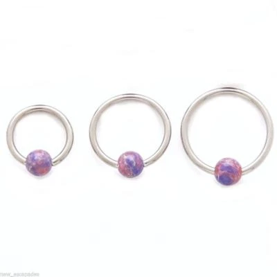 Anillo Daith Oreja Labio Cautivo Calibre 16 5/16" Piedra Lavanda 4mm Acero * Foto 1 de 4