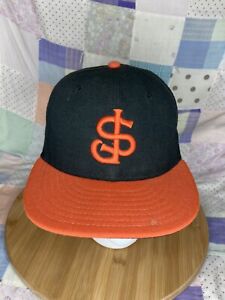 Vintage San Jose Giants Hat Cap Fitted 7 Black Orange MILB New Era Made In USA