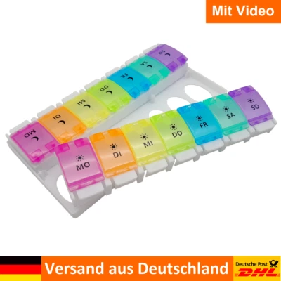 Tablettenbox 14 Fächer Pillenbox Medikamentenbox mit 2 Fächer für 7 Tage - Bild 1 von 4