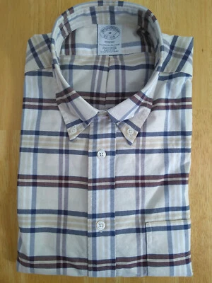 Nuevo sin etiquetas Brooks Brothers azul tostado a cuadros con botones M Regent Fit 16-32 precio de venta sugerido por el fabricante 140 USD Foto 1 de 4