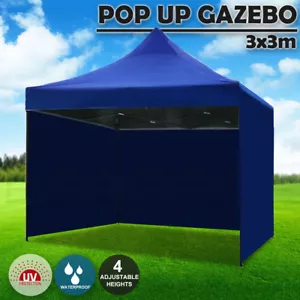 3x3m Pop Up Gazebo Outdoor Tent Folding Marquee Party Camping Market Canopy Blue - Picture 1 of 11