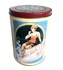 Cracker Jack-B 1991 vintage lata de hojalata 8 1/4"" H x 6"" W - Imagen 1 de 7
