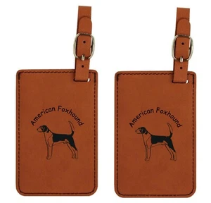 L1244 American Foxhound Luggage Tags 2 Pk FREE SHIPPING  200 Breeds Available   - Picture 1 of 2