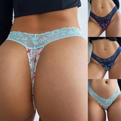 Sexy Womens Panties Lace Thongs G string Floral Intimate Bikini Brief Underwear - Image 1 of 4