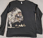 Buffalo Indian Headress Bella & Canvas Graphic T Shirt Lg Black Bejewelled Y2K