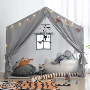 Play House Tent Castle Tent for Girls Boys, Play Cottage (Grey) - Picture 1 of 6