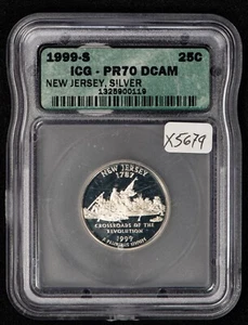 1999-S 25c Silver State Quarter New Jersey - ICG PR 70 DCAM - SKU-X5679 - Picture 1 of 6