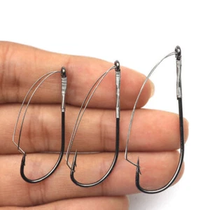 20/50Pcs Weedless Hooks Wacky Rig Drop Shot High Carbon Steel Hook 1/0-3/0# - Picture 1 of 17