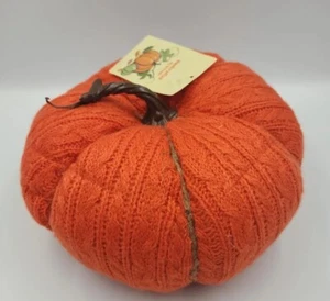 Fall Knitted Stuffed Pumpkin, Orange - Picture 1 of 6