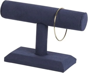 "Lote de 4 pantallas de pulsera de barra en T de un solo nivel joyas de gamuza azul pizarra 7 1/4"" x 5""" - Imagen 1 de 1